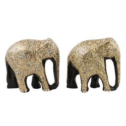 Bond of Friendship in Grey,'Papier Mache and Wood Elephant Statuettes (Pair)'
