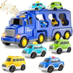 TEMU Toys Trucks Cars For Boys Toddlers, City Truck Car Toys For Boys Girls Kids Birthday Gifts, Boy Toys Car Trucks Vehicles Friction Power Toys With Light Sound Christmas Gifts