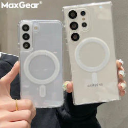For Magsafe Magnetic Transparent Case For Samsung Galaxy S24 S23 S22 S21 S20FE Plus Note 20 Ultra