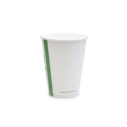 Vegware LV-12G 12 oz Disposable Hot Cup - PLA, Printed, White, Case of 1000