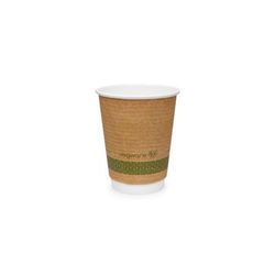 Vegware VDW-K12 12 oz Disposable Insulated Hot Cup - PLA, Printed, Brown