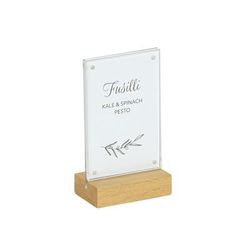 Cal-Mil 23185-46-21 Tabletop Menu Card Holder - 4" x 6 1/2", Acrylic/Oak, Brown