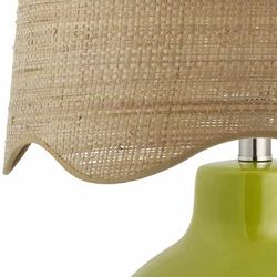 Pojezerje 22"H x 15"W x 15"D Rustic Green/Peach/Translucent Table Lamp - Boutique Rugs