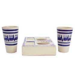 'Blue Agave' (set for 2) - Majolica Tequila Glasses Set For 2 Cera