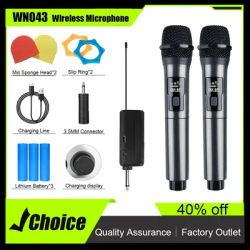WN043 Wireless Microphone 2 Channels UHF Fixed Frequency Handheld Mic Micphone Party Karaoke Professional Church Show Meeting