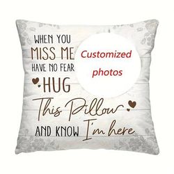 TEMU 1pc, Memorial Custom Pillows 18x18 Inch Super Soft Short Plush Throw Pillow Photo When You Miss Me (single Sided Printing)