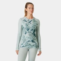Helly Hansen Women's Lifa Merino Midweight Graphic Crew Base Layer Green XL