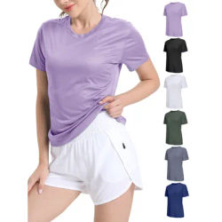 Women's Solid Color Ultralight Quick Dry Sport T-Shirt,Breathable Lightweight ,Running Gym Compression Shirt