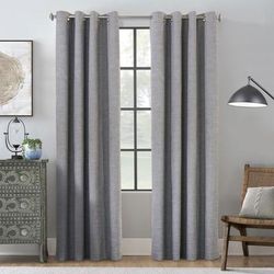 Wide Width Thermaplus Maya Indoor Single Grommet Curtain Panel by Commonwealth Home Fashions in Grey (Size 52" W 108"L)