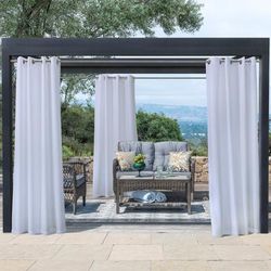 Wide Width Seascapes Light Filtering Grommet Outdoor Curtain Panel Pair by Outdoor Decor by Commonwealth in White (Size 50" W 84" L)