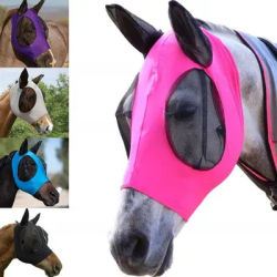 Anti Mosquito Mask Ear Protection Horse Face Mask Breathable Meshed Horse Ear Cover Anti-Worms Horse Riding Equestrian Equipment