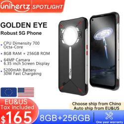 Unihertz Golden Eye 5g Ultra Slim Rugged Smartphone Camping Light 8GB 256GB 64MP Camera Cell Phone, Mobile Phone,30W ,5200mAh