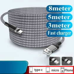 6A USB TYPE C Micro USB Cables 1m 1.5m 2m 3m 5m 8m Braided Extended Data Cable for iPhone Samsung