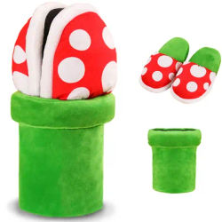 Piranha Plants Plush Funny Slippers Loafer With Pipe Pot Holder Funny Christmas Gifts For Women Mens Teens