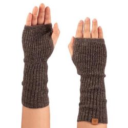 Mushroom Epoch,'Knit Alpaca and Wool Blend Fingerless Mitts in Brown'