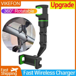 VIKEFON 360 Degree Rotatable Universal Car Phone Holder Multifunctional Auto Rearview Mirror Seat Clip Bracket Cell Phone Holder