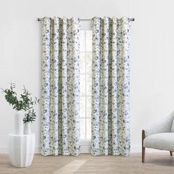 Wide Width Flora Blackout Grommet Curtain Panel by Thermalogic in Silver (Size 52" W 108"L)