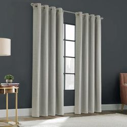 Wide Width Zoey Room Darkening Grommet Curtain Panel by Thermalogic in Grey (Size 52" W 95" L)