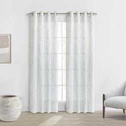 Wide Width Ivy Light Filtering Grommet Curtain Panel by Habitat™ in White (Size 52" W 95" L)