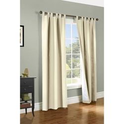 Wide Width Weathermate Room Darkening Tab Top Curtain Panel Pair by Thermalogic in Natural (Size 40" W 95" L)