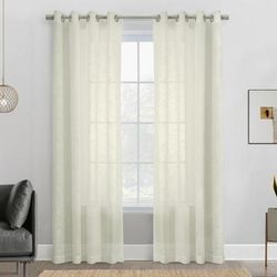 Wide Width Boucle Sheer Grommet Curtain Panel by Habitat™ in Off White (Size 52" W 108"L)
