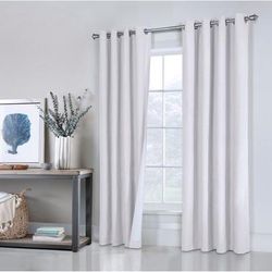 Wide Width Ventura Blackout Grommet Curtain Panel Pair by Thermaplus in White (Size 52" W 95" L)