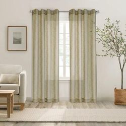 Wide Width Boucle Sheer Grommet Curtain Panel by Habitat™ in Tan (Size 52" W 108"L)