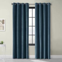 Wide Width Navar Blackout Grommet Curtain Panel by Thermaplus in Navy (Size 54" W 84" L)
