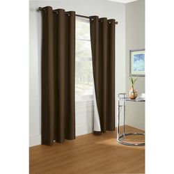 Prelude Room Darkening Grommet Curtain Panel by Thermalogic in Brown