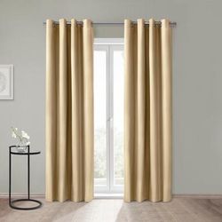 Wide Width Alpine Blackout Grommet Curtain Panel by Thermaplus in Sand (Size 52" W 95" L)