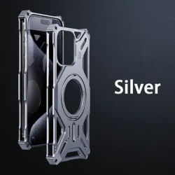 Magnetic Stand Metal Phone Case For Iphone 13 14 15 16 Pro Max Plus Hollow Luxury Aluminum Alloy