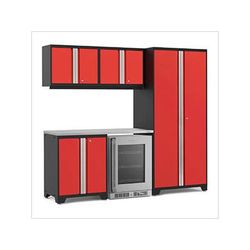 NewAge Garage Cabinets PRO Series Red 6-Piece Set with Stainless Steel Top