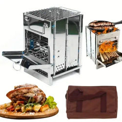 Portable Mini Stainless Steel Firewood Stove For Camping, Picnic, And BBQ - Compact And Lightweight