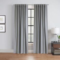 Wide Width Mulberry Light Filtering Dual Header Curtain Panel by Habitat™ in Grey (Size 54" W 95" L)
