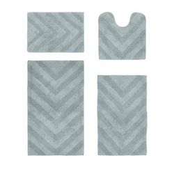 Hugo Collection 100% Cotton 4 Piece (17" X 24" | 20" X 20" | 21" X 34" | 24" X 40") Bath Rug Set by Homestyles in Blue
