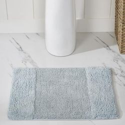 Wide Width Granada Collection 100% Cotton 17" X 24" Rectangle Bath Rug by Brylane Home in Blue (Size 21" W 34" L)