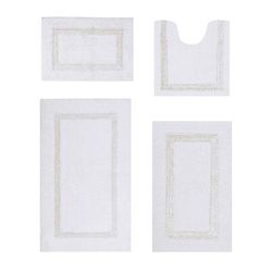 Hotel Collection 100% Cotton 4 Piece (17" X 24" | 20" X 20" | 21" X 34" | 24" X 40") Bath Rug Set by Brylane Home in White Ivory