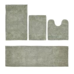 Granada Collection 100% Cotton 4 Piece (17" X 24" | 20" X 20" | 21" X 34" | 20" X 60") Bath Rug Set by Brylane Home in Sage