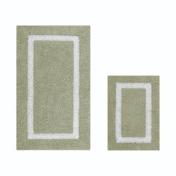 Hotel Collection 100% Cotton 2 Piece (17" X 24" | 24" X 40") Bath Rug Set by Brylane Home in Sage White