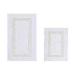 Hotel Collection 100% Cotton 2 Piece (17" X 24" | 21" X 34") Bath Rug Set by Brylane Home in White Ivory