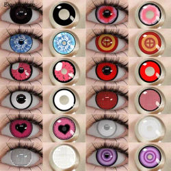 Bio-essence 1 Pair Hallowee Contact Lenses for Eyes Cosplay Lenses Anime Lenses Anime Accessories Lenses Black Lenses Pink Lens