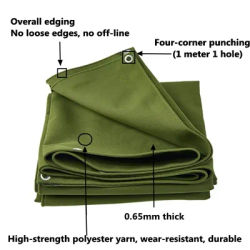 Auvent en toile de silicone imperméable, vert armée, 0.65mm, auvent d'extérieur pour camion, bâche de maison pour animaux de compagnie