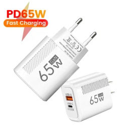 Total 65W GaN USB Charger Fast Charging EU/US Plug Phone Charge Adapter For iPhone Xiaomi Samsung QC 3.0 Type C PD Wall Charger