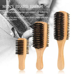1PC Men Boar Bristle Hair Brush S/M/L Natural Wooden Wave Brush for Male Beard Hairbrush Dual-purpose Double-sided Beard Brush