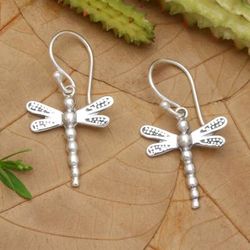 Paradise Dragonfly,'Inspirational Dragonfly Sterling Silver Dangle Earrings'