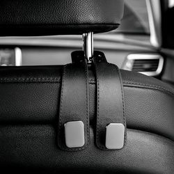 TEMU Pu Leather Car Seat Back Hook, Hidden Metal Hook For Phone Holder And Organizing Accessories - 1 Pack