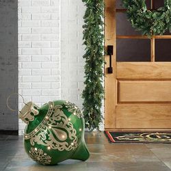LED Ornate Snowflake Yard Ornament - Hunter Green - Frontgate - Outdoor Christmas Decor