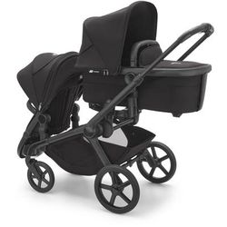 Bugaboo Kangaroo All-Position Newborn Double Stroller Bundle - Black / Midnight Black / Misty White