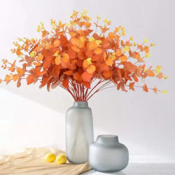 1pc Fall Artificial Flowers Eucalyptus Leaves Stems Fake Plant Eucalyptus Branches for Fall Home Wedding Table Autumn Decoration