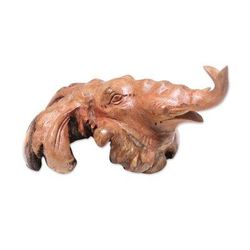 'Hand-Carved Benalu Wood Elephant Figurine from Bali'